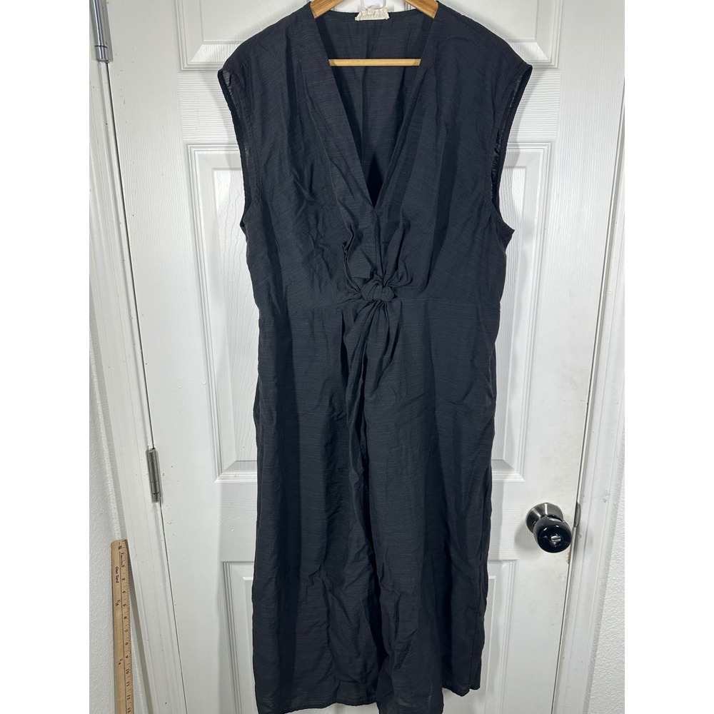 Haute Curve Dress Womens 3XL Black Twist Front V-Neck Sleeveless Midi Casual